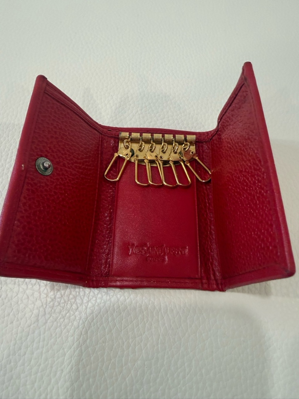 Vintage YSL Yves Saint Laurent Red Slim Wallet - Picture 3 of 10